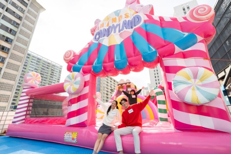 屯門愛定商場H.A.N.D.S「CANDYLAND」空中聖誕糖果嘉年華 _6米高粉紅糖果城堡CANDY BOUNCE登場